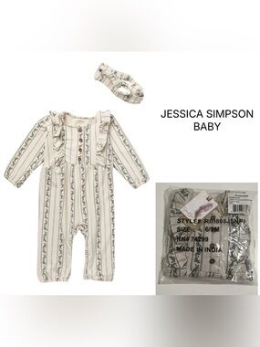 JESSICA SIMPSON BABY - 6/9M - NWT - 2PC FLORAL JUMPSUIT AND HEADBAND
